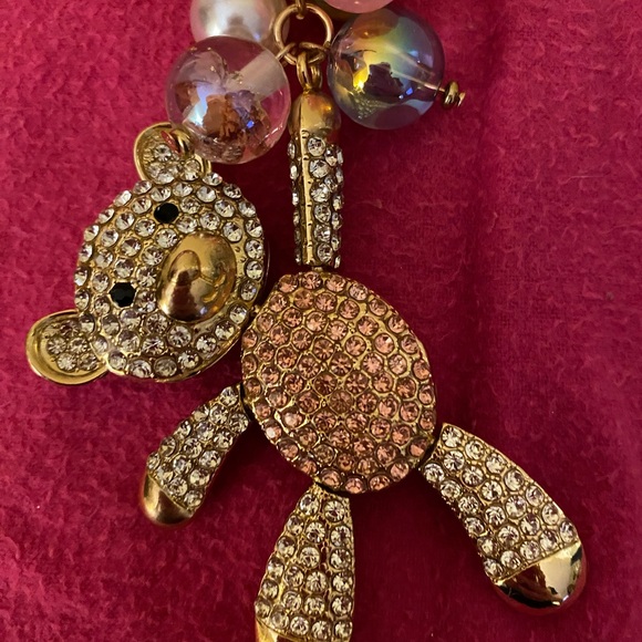 NWOT Piper K Jeweled Teddy Bear with Balloons Bag Charm - Picture 2 of 6